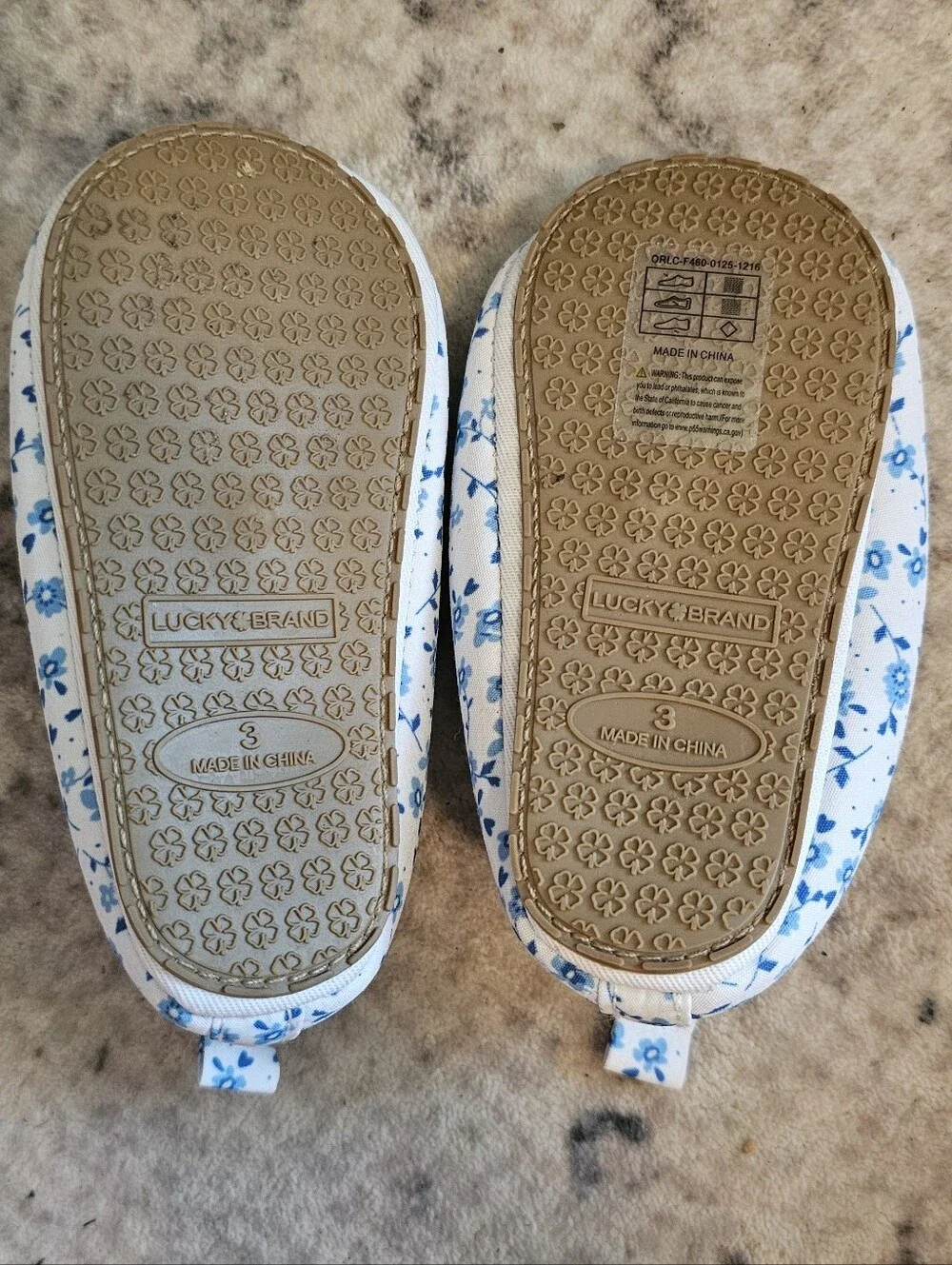 Lucky Brand White Baby Mary Janes with Blue Floral Print